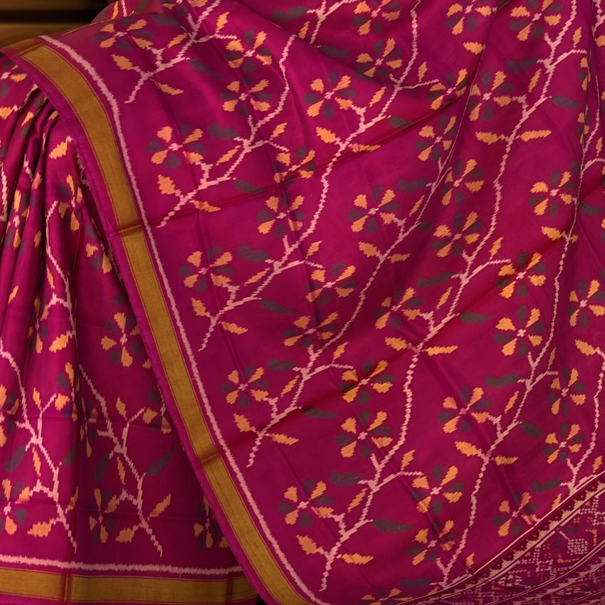 Pink Single Ikat Rajkot Patola Saree