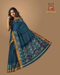 Grey (Rama Blue) Single Ikat Rajkot Patola Saree