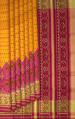 Pink Chanda Bhat Single Ikat Rajkot Patola Saree