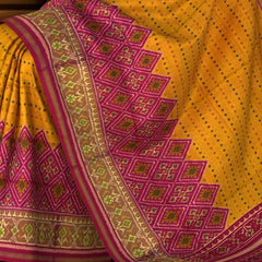 Pink Chanda Bhat Single Ikat Rajkot Patola Saree