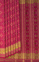 Pink Red Single Ikat Rajkot Patola Saree with Dual Tone