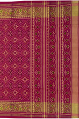 Pink Red Single Ikat Rajkot Patola Saree with Dual Tone