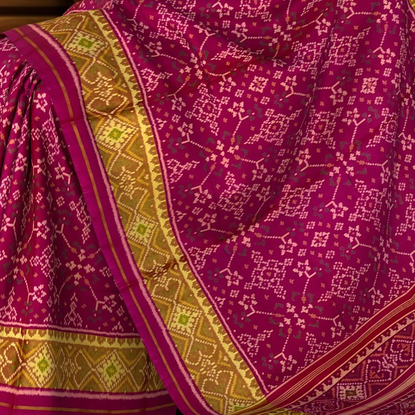 Rani Pink Single Ikat Rajkot Patola Saree