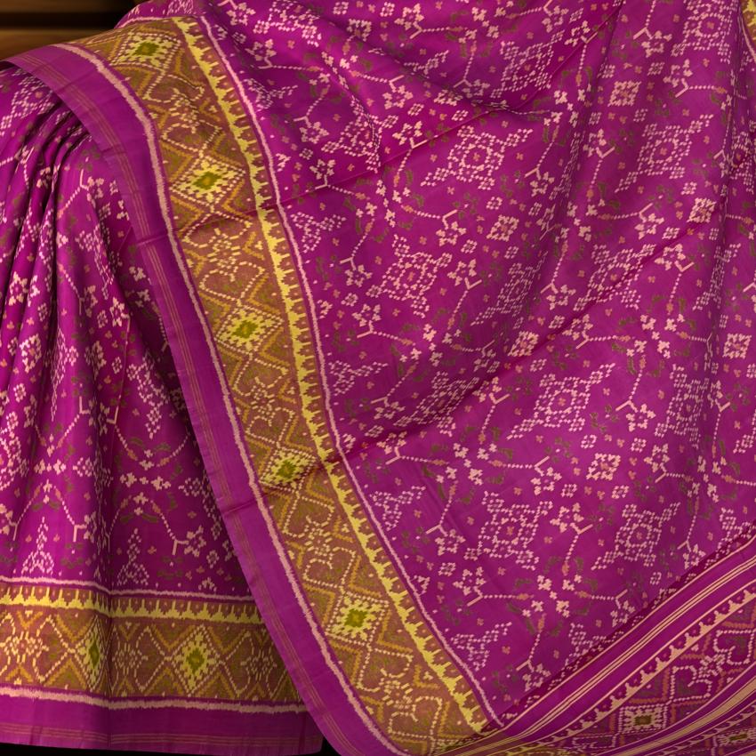 Baby Pink Single Ikat Rajkot Patola Saree