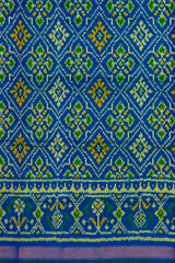 Green Blue Chandabhat Border Pallu Ghughro (LP) Single Ikat Rajkot Patola Saree