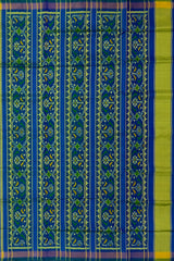 Green Blue Chandabhat Border Pallu Ghughro (LP) Single Ikat Rajkot Patola Saree