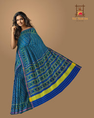 Green Blue Daliyabhat Border Pallu Ghughro (LP) Single Ikat Rajkot Patola Saree