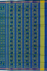 Green Blue Buttonphool Border Pallu Ghughro (LP) Single Ikat Rajkot Patola Saree