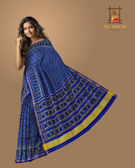 Royal Blue Daliyabhat Border Pallu Ghughro (LP) Single Ikat Rajkot Patola Saree