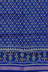 Royal Blue Daliyabhat Border Pallu Ghughro (LP) Single Ikat Rajkot Patola Saree