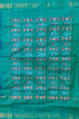 Royal Blue and Sea Green Temple Patola Pochampalli Saree