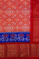 Bright Orange and Red Navaratna Pochampalli Saree