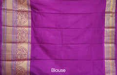 White and Deep Purple Kanchi Border Pochampalli Saree