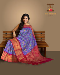 Lavender and Pink Navaratna Pochampalli Saree