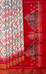 White and Red Narikunju Pochampalli Saree