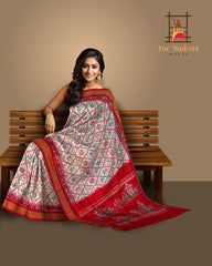 White and Red Narikunju Pochampalli Saree