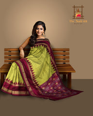 Medium Green Pochampally Single Ikat Handloom Saree