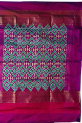 Grey Purple Pochampally Single Ikat Handloom Saree