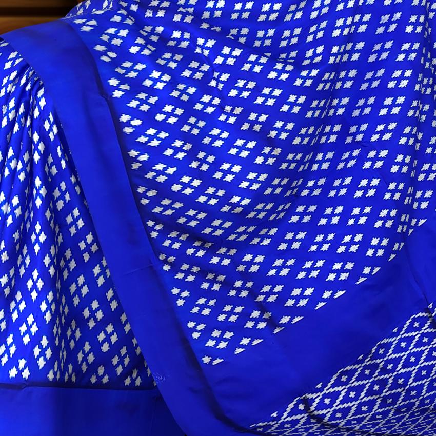 Blue Pochampally Single Ikat Handloom Saree