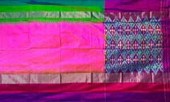 Pink Pochampally Ikat Saree with Multi-Color Border and Ganga Jamuna Kanchi Pallu
