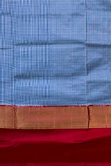 Light Blue Pochampally Ikat Saree with Rani Pink Border and Pallu