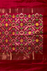 Light Blue Pochampally Ikat Saree with Rani Pink Border and Pallu