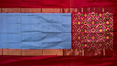 Light Blue Pochampally Ikat Saree with Rani Pink Border and Pallu