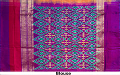 Yellow Pochampally Ikat Saree with Multi-Color Border and Ganga Jamuna Kanchi Pallu