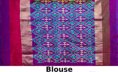 Medium Green Pochampally Ikat Saree with Multi-Color Border and Ganga Jamuna Kanchi Pallu