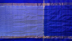 Light Blue Pochampally Ikat Saree with Thick Blue Border and Pallu