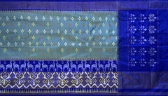 Sky Blue Pochampally Ikat Saree with Blue Border and Pallu