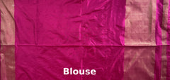 Blue Pochampally Ikat Saree with Pink Border and Pallu