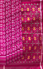Pink Pochampally Ikat Saree with Pink Border and Pallu