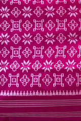 Pink Pochampally Ikat Saree with Pink Border and Pallu