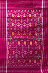 Pink Pochampally Ikat Saree with Pink Border and Pallu