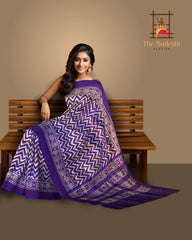 Purple Pochampally Ikat Saree with Matching Purple Border and Pallu