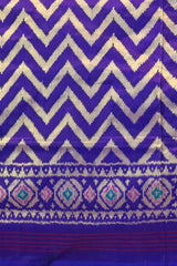 Purple Pochampally Ikat Saree with Matching Purple Border and Pallu