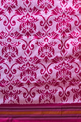 Baby Pink Pochampally Ikat Saree with Pink Border and Pallu
