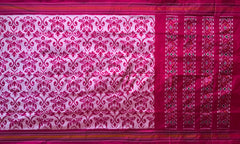 Baby Pink Pochampally Ikat Saree with Pink Border and Pallu