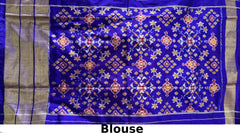 Onion Pink Pochampally Ikat Saree with Blue Border and Pallu