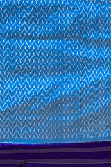 Sky Blue Pochampally Ikat Saree with Blue Border and Pallu
