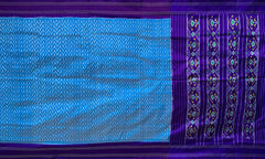 Sky Blue Pochampally Ikat Saree with Blue Border and Pallu