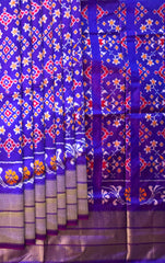 Purple Pochampally Ikat Saree with Matching Purple Border and Pallu