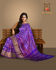 Purple Pochampally Ikat Saree with Matching Purple Border and Pallu