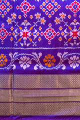 Purple Pochampally Ikat Saree with Matching Purple Border and Pallu