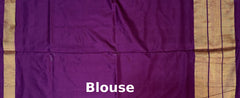Pink Pochampally Ikat Saree with Purple Border and Pallu