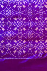 Purple Pochampally Ikat Saree with Matching Purple Border and Pallu