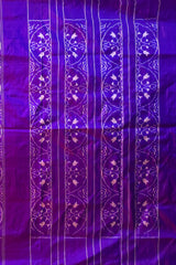 Purple Pochampally Ikat Saree with Matching Purple Border and Pallu