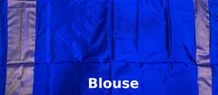Blue Pochampally Ikat Saree with Thick Blue Border and Pallu