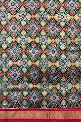 Green Pochampally Ikat Saree with Red Border and Pallu